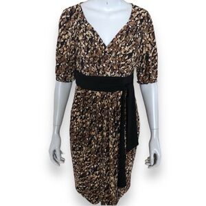 Evan Picone Animal Print Wrap Dress - Size 8